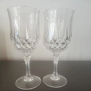 Set of 2 CRISTAL D'ARQUES France Longchamp 24% Lead Crystal Wine Glasses 7.5”'